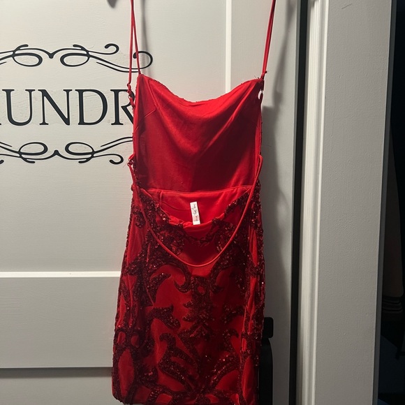 Lucy in the Sky Red Sequin Bodycon Mini Dress - Picture 2 of 3